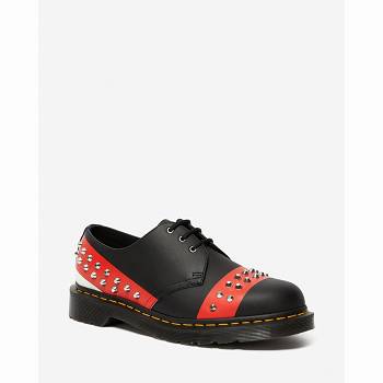 Dr Martens 1461 Kožené Studded - Cierne/ Cervene Oxford Topanky Panske, DR0040